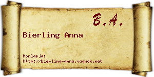 Bierling Anna névjegykártya